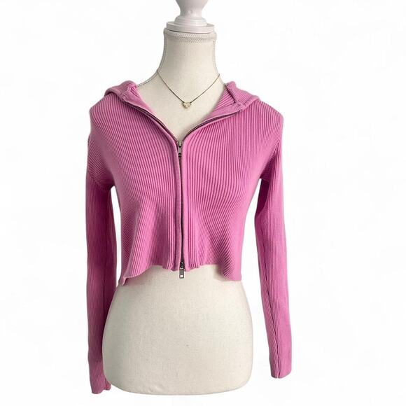 Brandy Melville Jackets & Blazers - Brandy Melville Pink Lightweight Zip Up Hoodie 100% Cotton One Size Fits XS-M